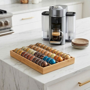 Bamboo Coffee Pod Storage Holder <strong>Drawer</strong> <strong>Insert</strong> for Counter Compatible Capsules for Kitchen, Home, Office, Coffee Station - Product Image 3
