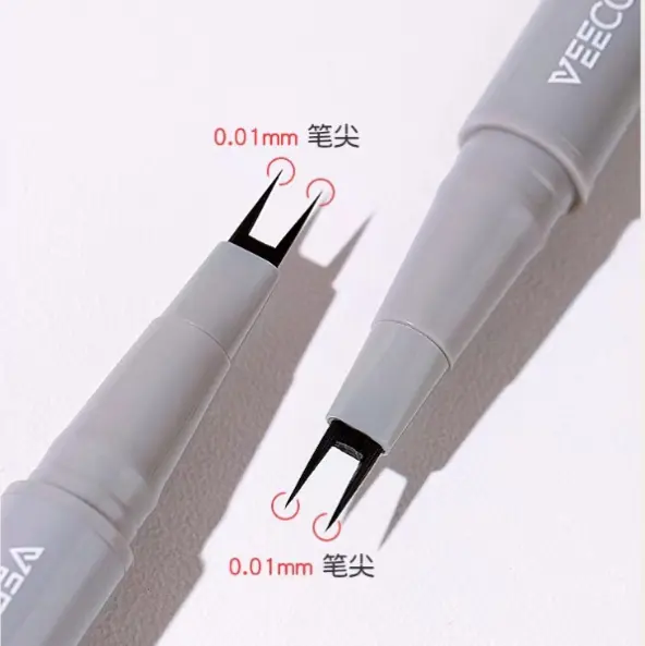 Private Label 2 in 1 Eyebrow Tattoo Eyeliner Pen Micro Fork Tip Waterproof Cosmetic Art Microblading Eyebrow Pencil