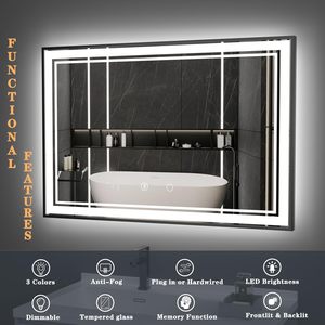Miroir de salle de bain à DEL avec lumières (30x18), cadre robuste, rétroéclairé et éclairé à l'avant pour améliorer la luminosité de la salle de bain - Product Image 3