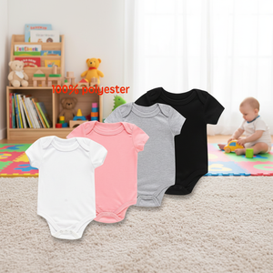 Custom 100% Polyester Baby Rompers Clothes Comfortable Short Sleeve Plain Blank Newborn Baby Bodysuit <strong>Onesie</strong> for <strong>Boy</strong> Girl - Product Image 1