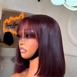5by5 DD Straight Bob Peluca de cabello humano con flequillo de encaje Peluca con flecos - Product Image 5