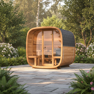Le sauna de luxe en cèdre rouge pour l'extérieur : votre espace privé dans votre jardin avec véranda de relaxation - Product Image 1