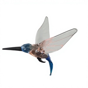 Figurine d'oiseau colibri en verre de Murano soufflé à la main, décoration animale, artisanat en verre soufflé, design artistique - Product Image 1