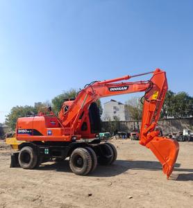 Excavatrice sur pneus d'occasion d'origine chinoise 15 tonnes Doosan DH150W-7, chenillée hydraulique avec boîte de vitesses, moteur et roulement moteur pour rapport - Product Image 4