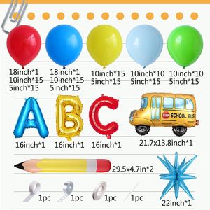 Kit Arco di <span class=keywords><strong>Palloncini</strong></span> <span class=keywords><strong>Arcobaleno</strong></span> per il Ritorno a Scuola <span class=keywords><strong>con</strong></span> <span class=keywords><strong>Palloncini</strong></span> in Foil a Forma di Matita, Scuolabus e ABC per Feste di Laurea e Forniture per Aule - Product Image 2