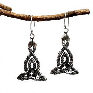 Boucles d'oreilles Vintage en forme de serpent plaqué or et argent pour femmes - Product Image 3