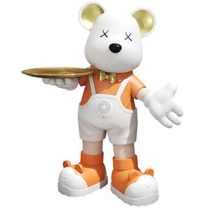 Büyük Reçine El Boyaması Melek Aşk Ayısı ve Ay Müzikal Heykel Premium Düğün Zemin Dekorasyonu - Product Image 1