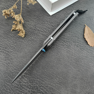 Hoja de <span class=keywords><strong>acero</strong></span> Damasco supervivencia al aire libre EDC cuchillo de bolsillo TC4 mango de aleación de titanio Camping regalo cuchillo plegable - Product Image 4