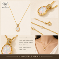 Collier pendentif ovale en opale naturelle plaqué or 18 carats en argent sterling S925, bijoux minimalistes vintage pour boutiques de détail