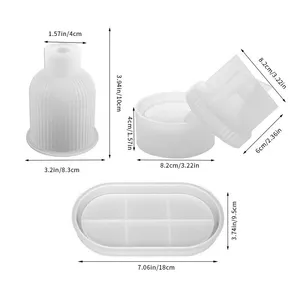 Bán Buôn Vòng Sọc Bình Và Hình Bầu Dục Khay Silicone Khuôn Epoxy Cây Nhựa Khuôn Cho Lotus Lưu Trữ Hộp Làm - Product Image 5