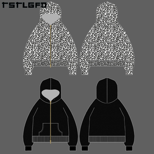 <span class=keywords><strong>Felpa</strong></span> da uomo <span class=keywords><strong>con</strong></span> cappuccio reversibile <span class=keywords><strong>con</strong></span> cappuccio e cappuccio pesante da uomo in cotone biologico lavato a maniche lunghe <span class=keywords><strong>con</strong></span> stampa leopardata - Product Image 4