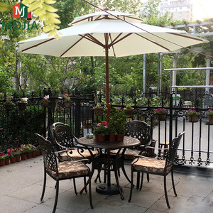 Đồ Nội Thất Ngoài Trời Đúc Nhôm Đồ Nội Thất Bàn Ghế Vườn <span class=keywords><strong>Bistro</strong></span> Ghế Bàn Ngoài Trời Ghế Với Ô - Product Image 1