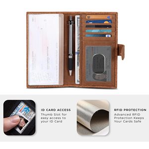 Portefeuille extensible minimaliste en cuir véritable pour homme, avec protection RFID, motif chêne vintage (fleur) - Product Image 3