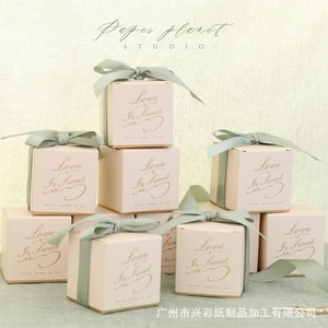 Phong Cách Retro Quà Tặng Đám Cưới Túi Sô Cô La Kẹo Đám Cưới Màu Hồng Sinh Nhật Kẹo Hộp Điều Trị Hộp Quà Tặng Với Ribbon Cho Dập - Product Image 1