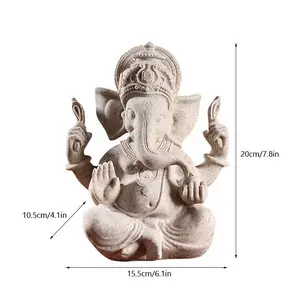 Estatua de elefante escultura arenisca Ganesha Buda estatua hecha a mano Dios indio Señor elefante estatua
