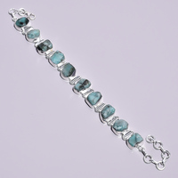 Pulsera de Plata 925 con Zafiro, Engaste Geométrico, Cadena Clásica, Unisex, Uso Diario, Regalo, Joyería, Mayorista, Proveedor, EE. UU.