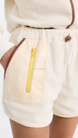 Ensemble survêtement polaire personnalisé pour femme avec haut à manches longues et demi-zip et short, bordure en similicuir – OEM
