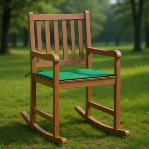 Silla Mecedora de Madera de Teca con Cojín Verde, Muebles de Jardín para Exteriores, Estilo Tradicional, Asiento Cómodo - Product Image 2