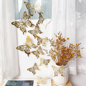 ملصقات حائط على شكل فراشة ذهبية وردية وملصقات لحفلات الزفاف وعيد الميلاد وعيد الحب وخلفية زخرفية - Product Image 1