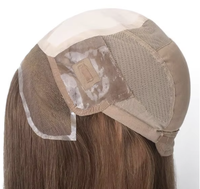 Perruque médicale en soie brun clair, cheveux humains vierges chinois, sans colle, entièrement nouée à la main 5x5 avec bande antidérapante en silicone