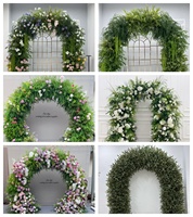 Décoration de mariage passerelle entrée toile de fond ronde feuille verte plante tropicale verdure arc toile de fond