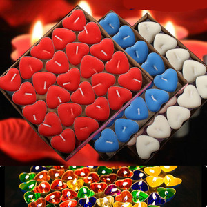 バレンタインウェディングティーライトキャンドル,ハート型ラウンドシェイプカラフルなティーライトキャンドルウィンドウボックス付きギフトショーボックス - Product Image 2