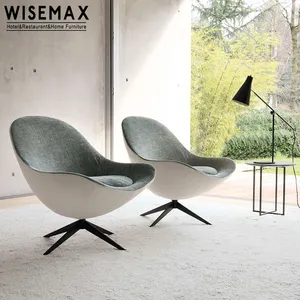 WISEMAX mobilya Modern oturma odası mobilya döner renk isteğe bağlı boş sandalye yumurta şekli kumaş salon sandalye kanepe yan