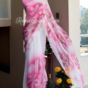 Xu Hướng Xu Hướng Thêu Saree Mềm Georgette Lụa <span class=keywords><strong>Sari</strong></span> Cho Phụ Nữ Ấn Độ Phong Cách Dân Tộc Banarasi Ưa Thích Mô Hình Thêu - Product Image 6