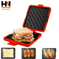 Machine à sandwichs micro-ondes 3-en-1 pour toasts grillés et paninis, en alliage d'aluminium avec revêtement antiadhésif double couche