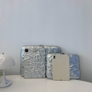 Gümüş papyon baskı taşınabilir dizüstü kol çantası darbeye dayanıklı Tablet kılıfı ile iç Macbook çantası hava/Pro iPad yapılan Polyester - Product Image 6