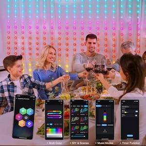 Guirlandes lumineuses LED pour rideaux de fête, imperméables, blanc chaud, pour mariage, fête, Noël, décorations de vacances en extérieur, produit IP44 - Product Image 5