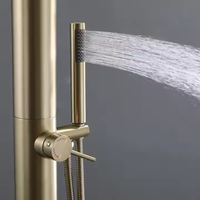Ensemble de colonne de douche extérieure en acier inoxydable noir 304 autoportant simple jardin piscine douche de pluie brossé pour hôtels