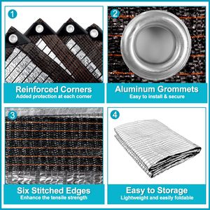 Nhôm-vải bóng râm cho vườn pergola cover10 X10 FT, 80% phản chiếu Tarp cho ngoài trời pergola xe ô tô Lều Bìa chó kennel bóng râm - Product Image 4