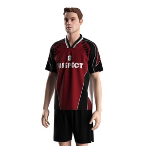 Maillot de football à séchage rapide avec col polo en V, confectionné en tissu respirant, idéal pour les matchs en stade et l'entraînement décontracté - Product Image 2
