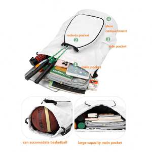 Wholesale Basketball Badminton Sports Racket Bags Drawstring Training Tennis Racket Backpack with <b>Shoe</b> Compartment - Product Image 4