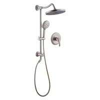 Système de douche mural en laiton chaud et froid, kit colonne de douche avec pomme de douche pluie et douchette