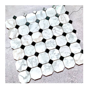 <span class=keywords><strong>Carrelage</strong></span> de salle de bain en marbre, mosaïque octogonale, <span class=keywords><strong>carrelage</strong></span> en pierre blanche Bianco Carrarra, <span class=keywords><strong>carrelage</strong></span> de sol noir <span class=keywords><strong>et</strong></span> blanc, crédence - Product Image 3