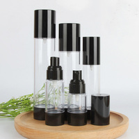 Emballage cosmétique noir vide de luxe de 15ml 30ml 50ml 80ml 100ml 120ml bouteilles de pompe de pulvérisation sans air en plastique pour les soins de la peau de voyage