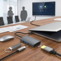 Station d'accueil portable multifonctionnelle 3-en-1 en alliage d'aluminium avec ports USB-A, USB-C 3.1, sortie vidéo 4K et emplacements PD pour ordinateur portable