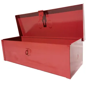 Werkzeugbox aus Metall kleiner Organisator tragbare rote Werkzeugbox für Traktor Lkw Aufbewahrungsbehälter rechteckiger Metallaufbewahrungsbehälter