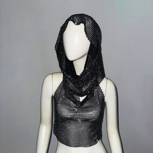 <strong>Women's</strong> <strong>Mesh</strong> Rhinestone Fishnet Club Outfit Beach Bikini Cover Ups Night Out <strong>Shiny</strong> Hoody <strong>Vest</strong> - Product Image 2