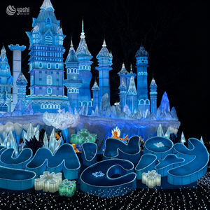 عرض إضاءة كبير بتصميم قلعة جليدية خيالية لزينة السنة الجديدة وعيد الميلاد في الهواء الطلق - Product Image 3