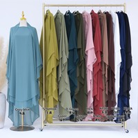 Chador 2025 Nouveau Voile de Prière Turc à Attacher par l'Arrière, Uni, pour Femmes Musulmanes, Hijab Long à 2 Couches, Niqab en Mousseline, Khimar