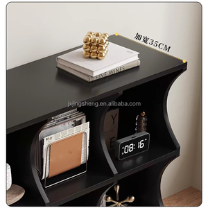 1PC Étagère <span class=keywords><strong>de</strong></span> rangement blanche/noire en MDF, bibliothèque à 6 cubes, meuble <span class=keywords><strong>de</strong></span> rangement élégant pour salon, style moderne - Product Image 3