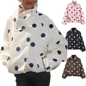 Vêtements pour femmes de haute qualité, sweat-shirts à fermeture éclair, veste bomber oversize, mode décontractée élégante, veste ample à pois coupe-vent - Product Image 1