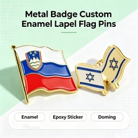 Suministro de Fábrica Original: Pin de Solapa de Metal Esmaltado Personalizado con Insignia de Bandera Nacional Bañada en Oro para Souvenir Patriótico