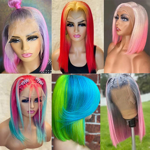 Peluca de <span class=keywords><strong>cabello</strong></span> humano Bob corto al por mayor, peluca de color de encaje brasileño de visón de 8-14 pulgadas, peluca Bob con cierre frontal de encaje sin pegamento para mujeres negras - Product Image 4