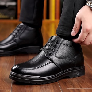 Men Winter Ankle Boots Genuine Leather Round Toe Warm Fleece Lining Rubber Outsole Casual Shoes - Product Image 2