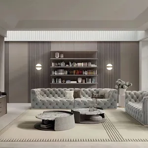 Sofá de couro Nappa Itália Conjunto de sofás de luxo italiano Fabricante genuíno de sofás de veludo para sala de estar