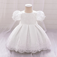 Robe de demoiselle d'honneur formelle européenne, robe de princesse élégante pour enfants, satin, anniversaire, manches courtes, grand nœud, vêtements pour filles